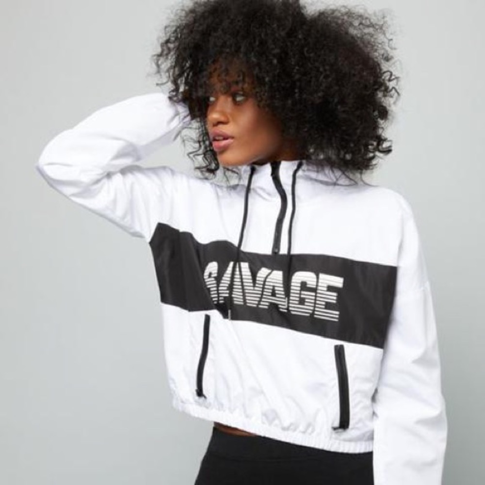 “savage” rue 21 windbreaker crop